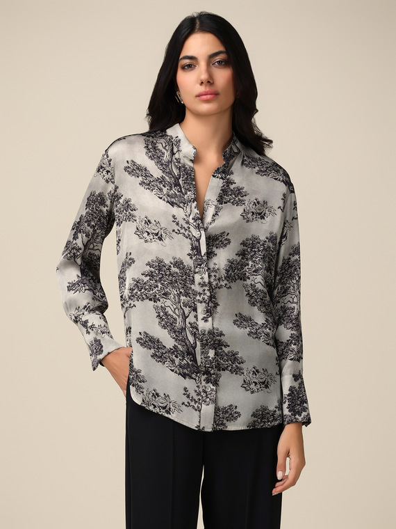 Patterned viscose satin shirt