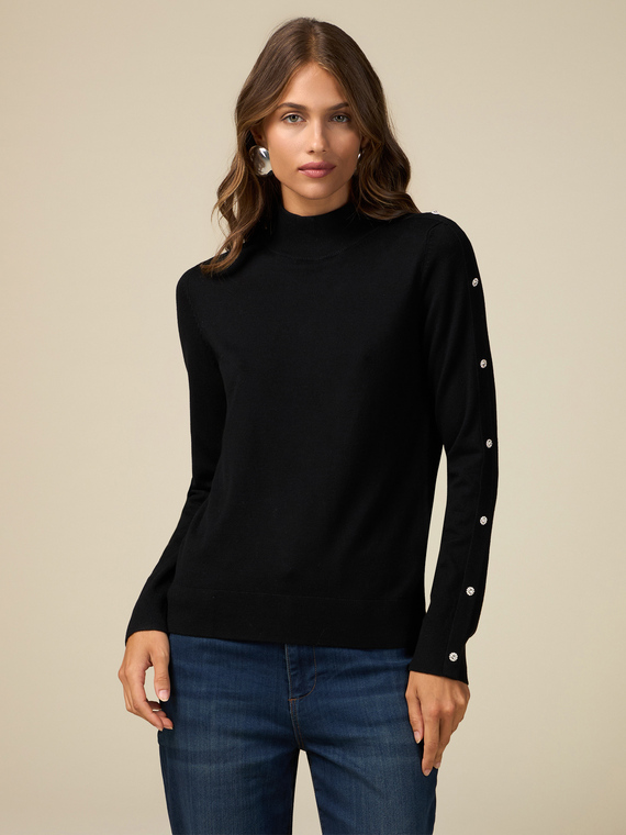 Turtleneck sweater with jewel buttons