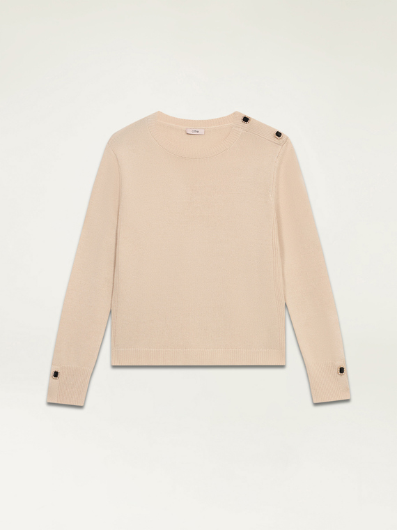 Maglia misto cashmere con bottoni gioiello