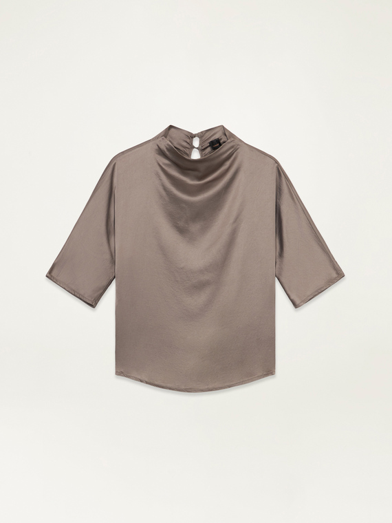 Blusa a lupetto in raso