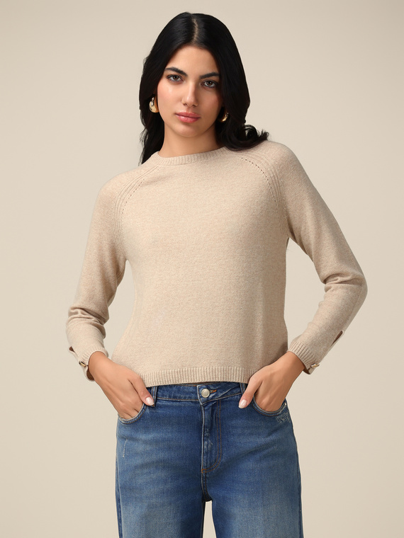 Maglia girocollo misto cashmere