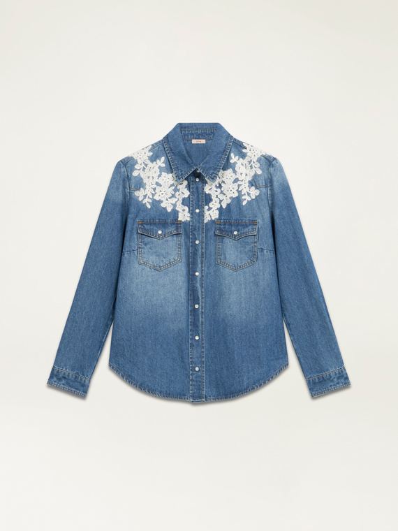 Denim shirt with embroidery