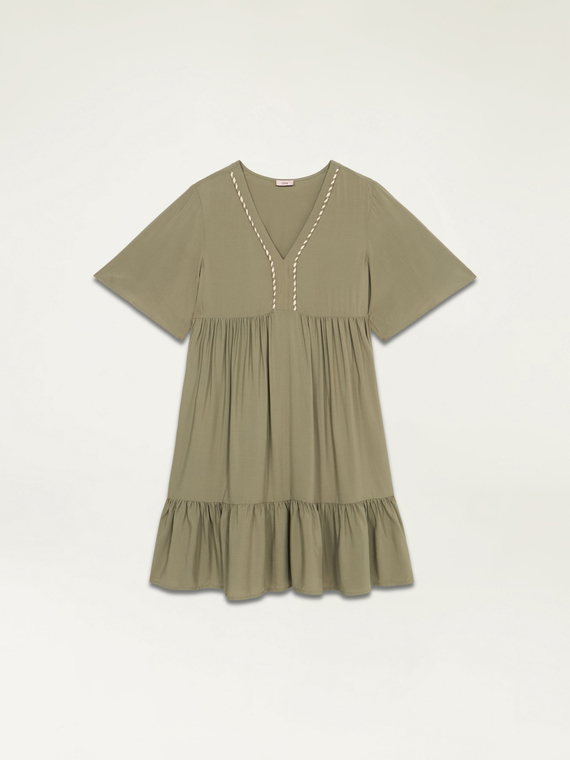 Flared dress with two-colour trim