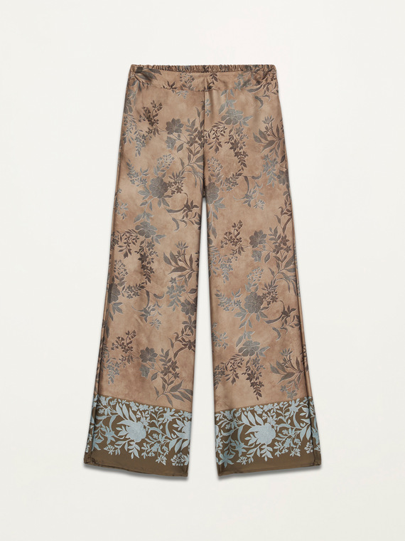 Patterned satin palazzo trousers