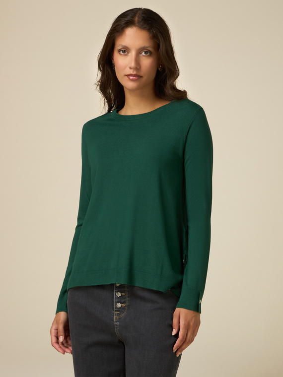 Crew-neck sweater with jewel buttons