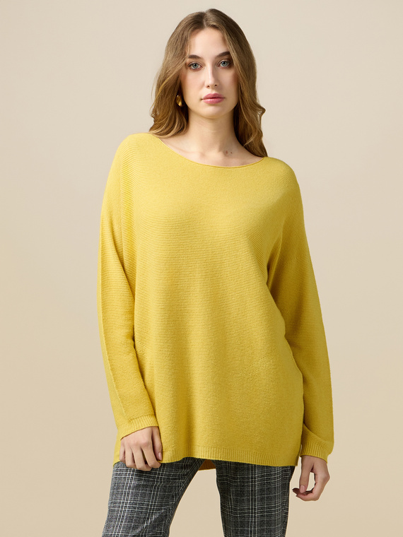 Sweater with boat neckline