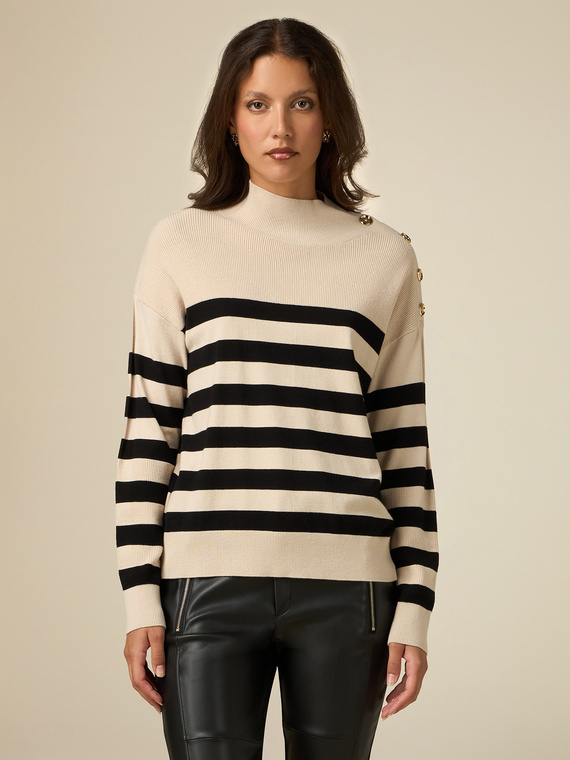 Turtleneck sweater with button detail