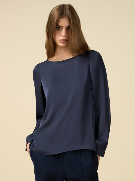 Blusa bimaterica maniche lunghe