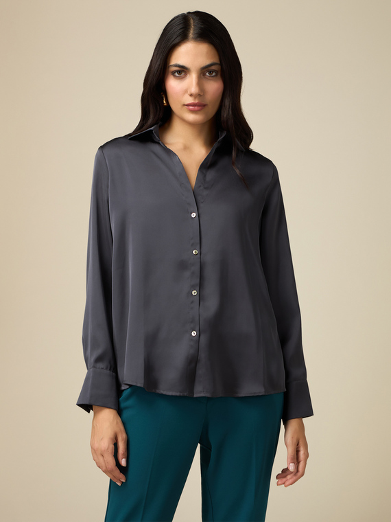 Solid colour satin shirt