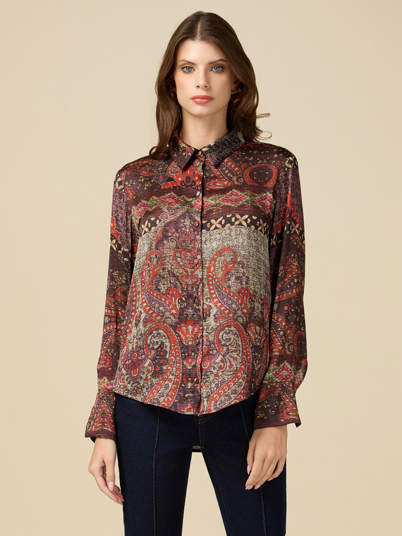 Patterned satin shirt