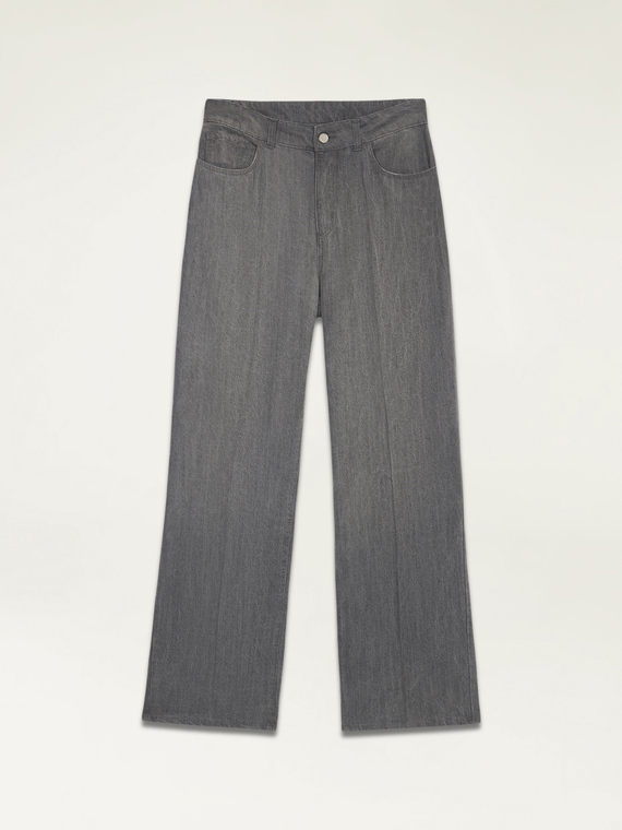 Jeans wide leg grigi in tencel