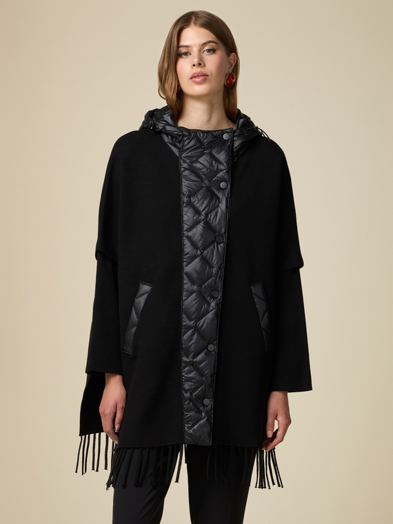 Maxi-Poncho mit Nylondetails