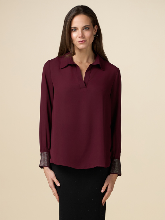 Blusa in georgette con cristalli