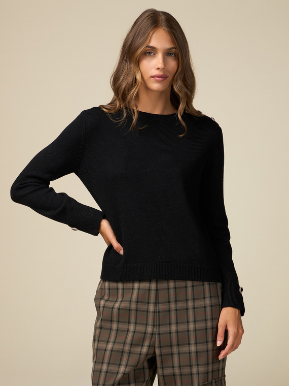 Cashmere blend sweater with jewel buttons