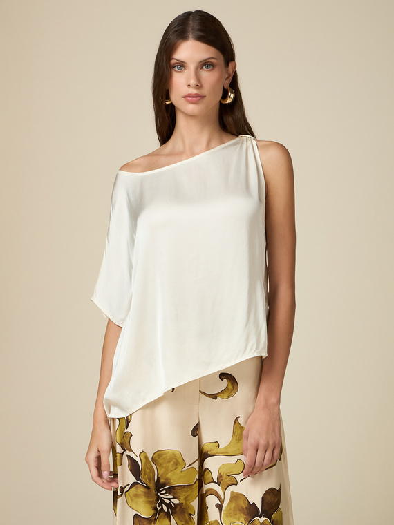 Blusa asimmetrica in raso