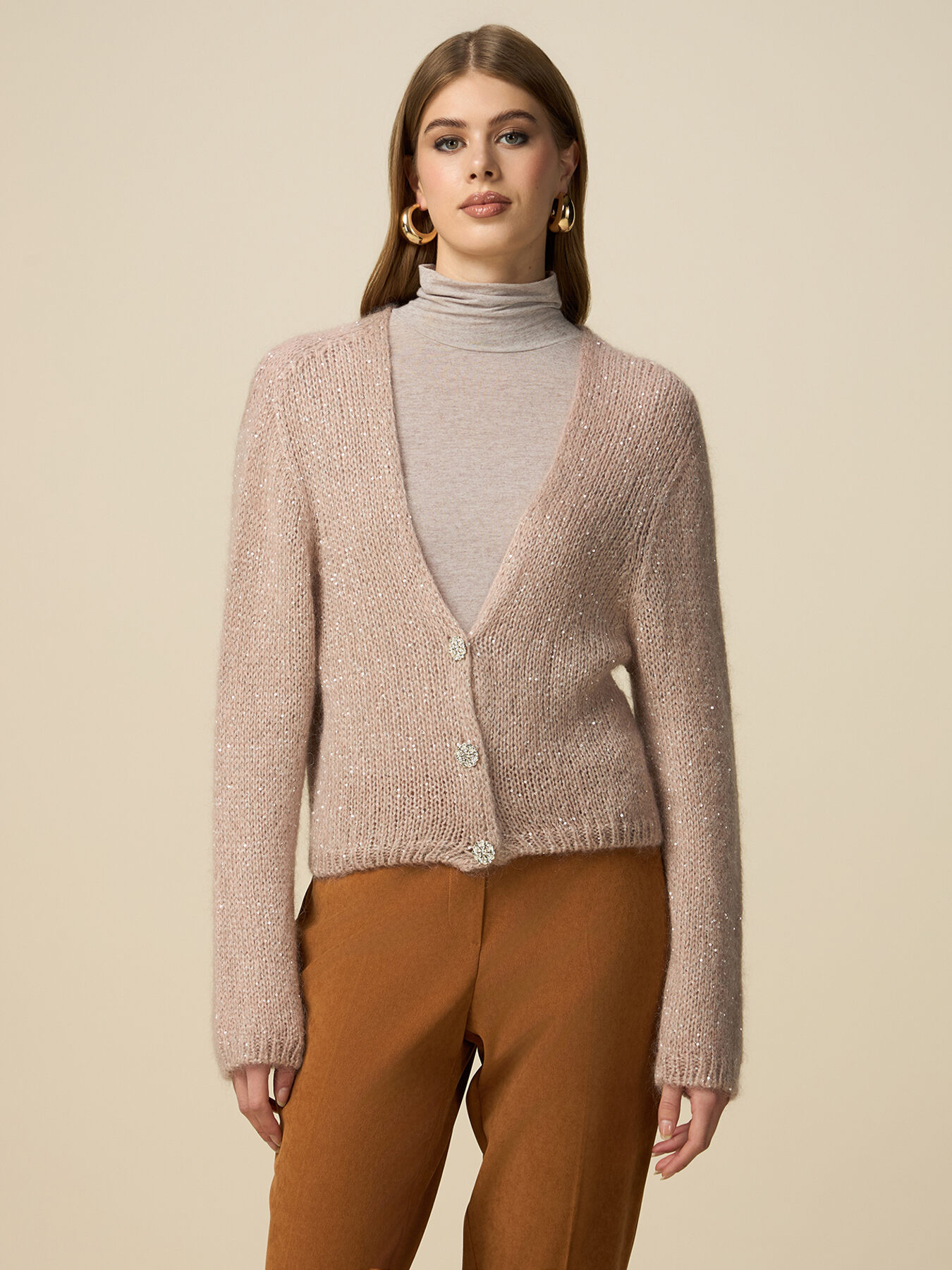 Cardigan misto mohair con bottoni gioiello image number 0