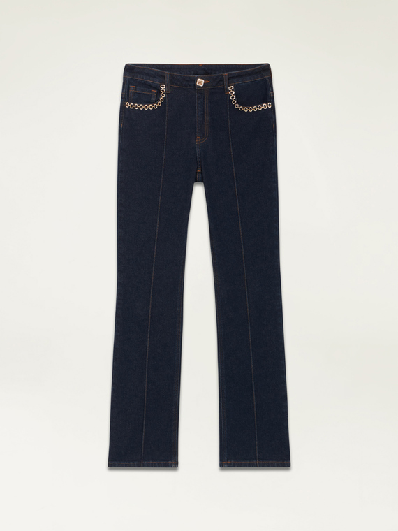 Jeans regular con catene gioiello