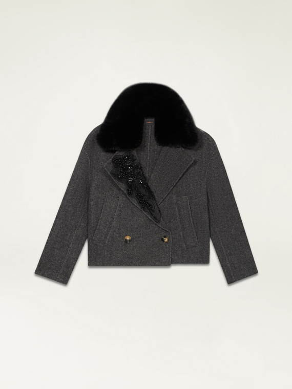 Cappotto corto con patch gioiello