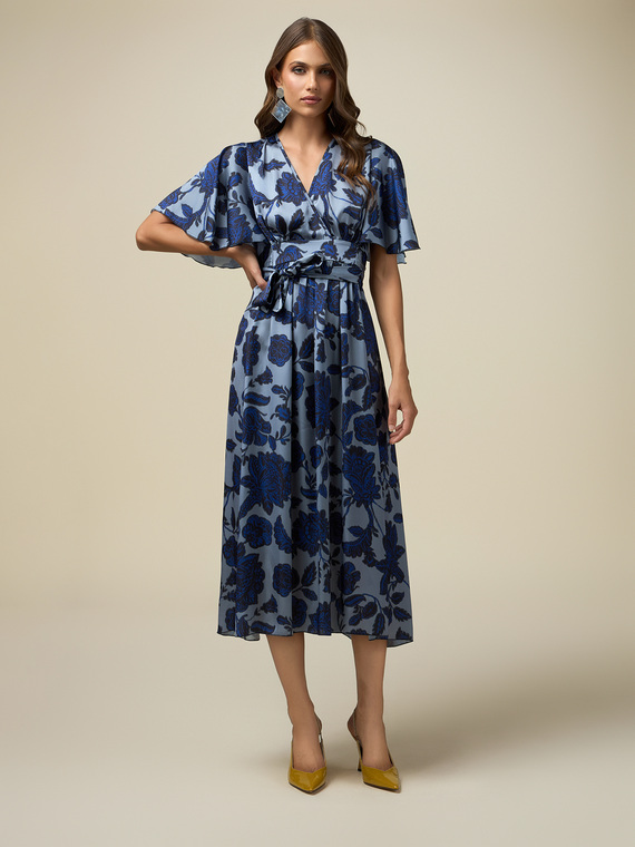 Patterned satin midi dress