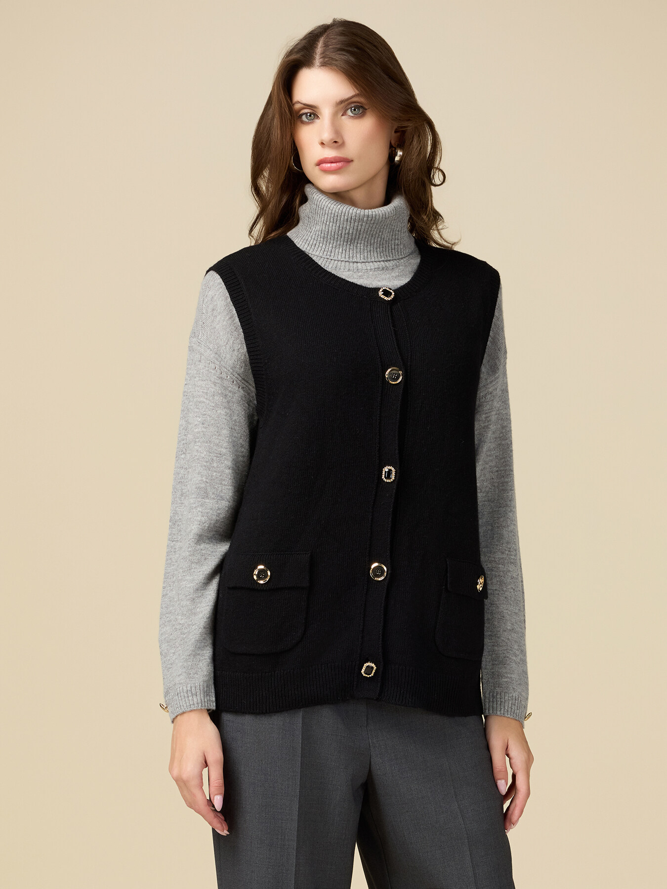 Cardigan senza maniche misto cashmere image number 0