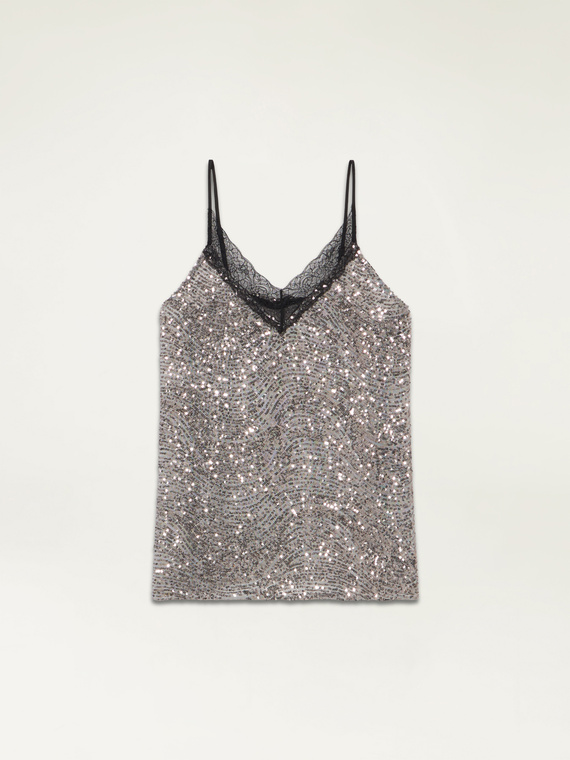 Sequined lingerie top