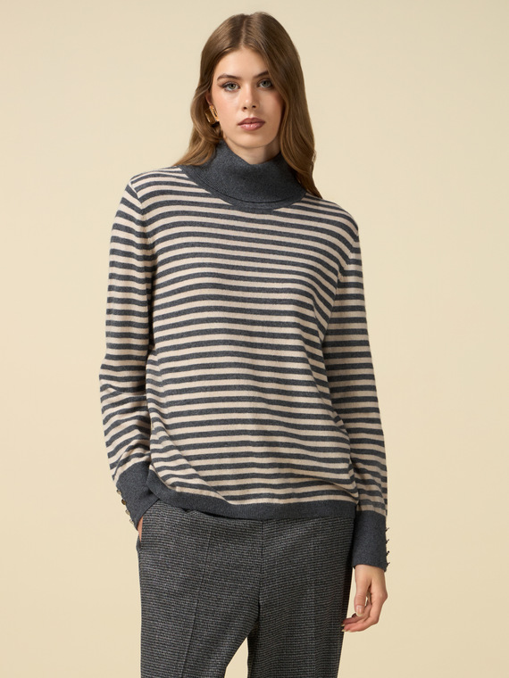 Dolcevita misto cashmere a righe