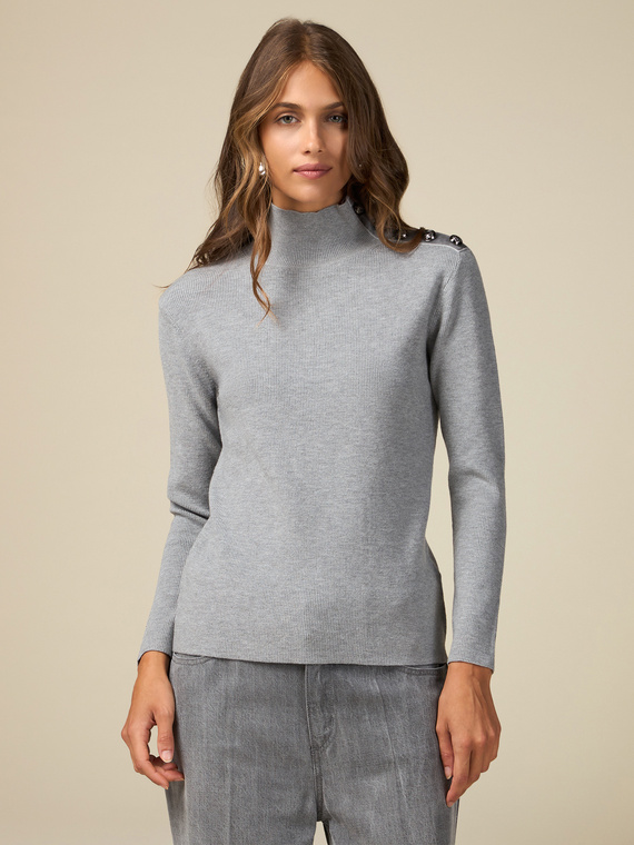 Cowl neck sweater with button detail