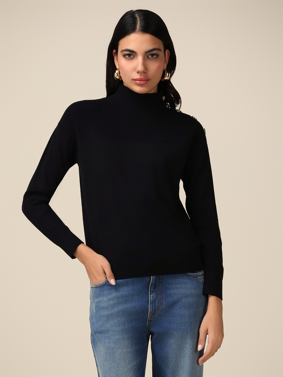 Turtleneck sweater with button detail