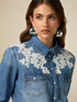 Denim shirt with embroidery image number 2