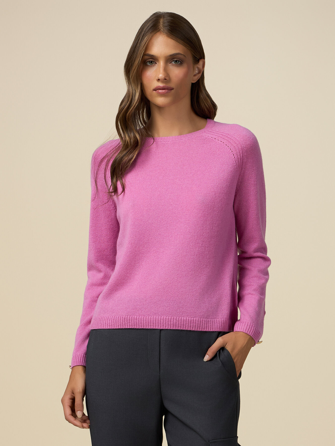 Maglia girocollo misto cashmere image number 0