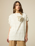 Oversized striped T-shirt with flower image number 0