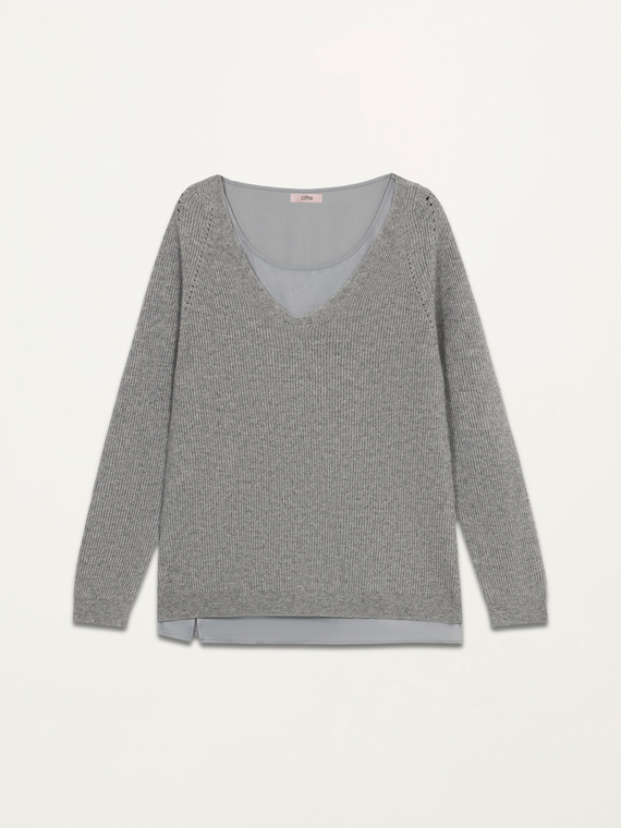 Wool blend sweater with satin top