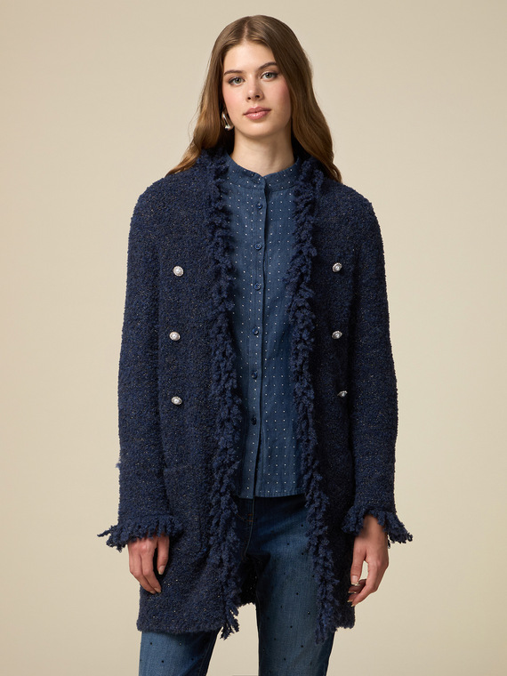 Cardigan bouclé en laine mélangée