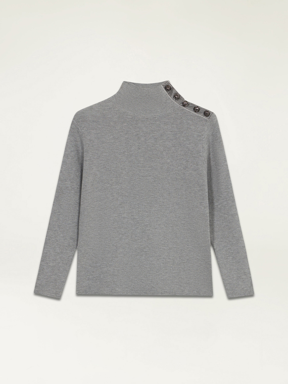 Cowl neck sweater with button detail