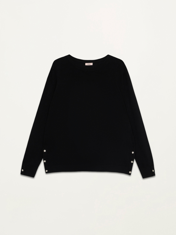 Crew-neck sweater with jewel buttons