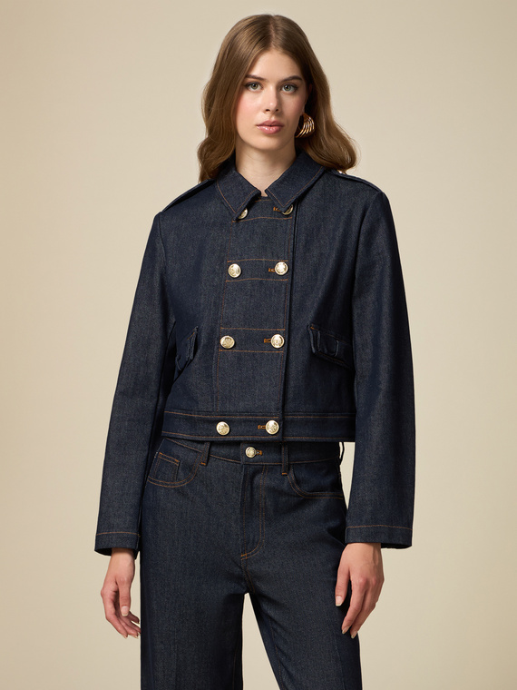 Denim-Jacke mit Schleifen