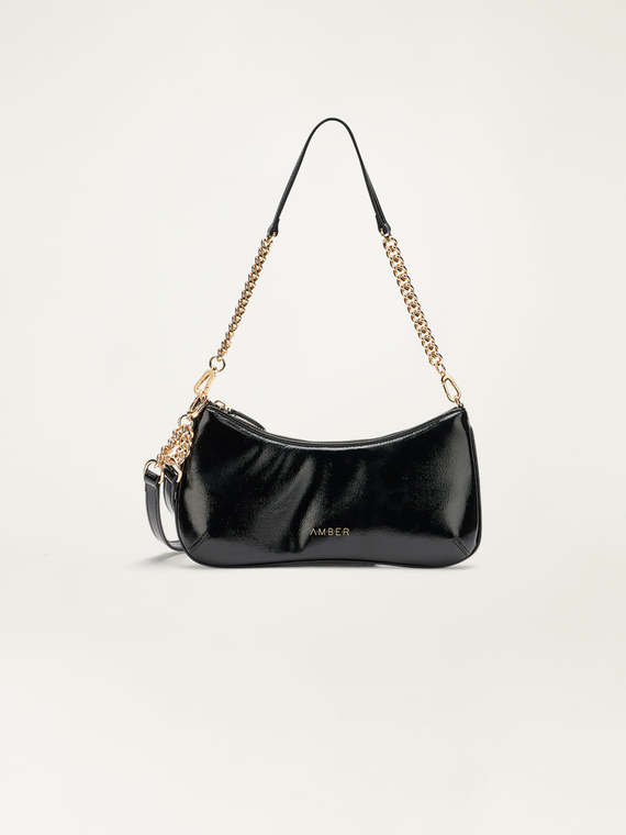 Borsa crossbody flat in vernice