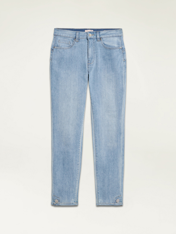 Jeans skinny con bottoni gioiello