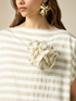 Oversized striped T-shirt with flower image number 2