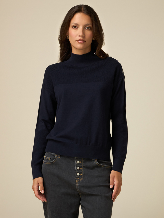 Turtleneck sweater with button detail