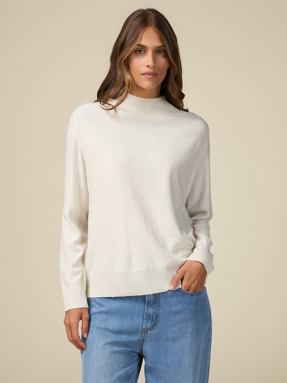 Maglia misto cashmere con paillettes