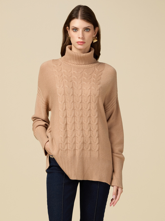 Turtleneck sweater with braided detail