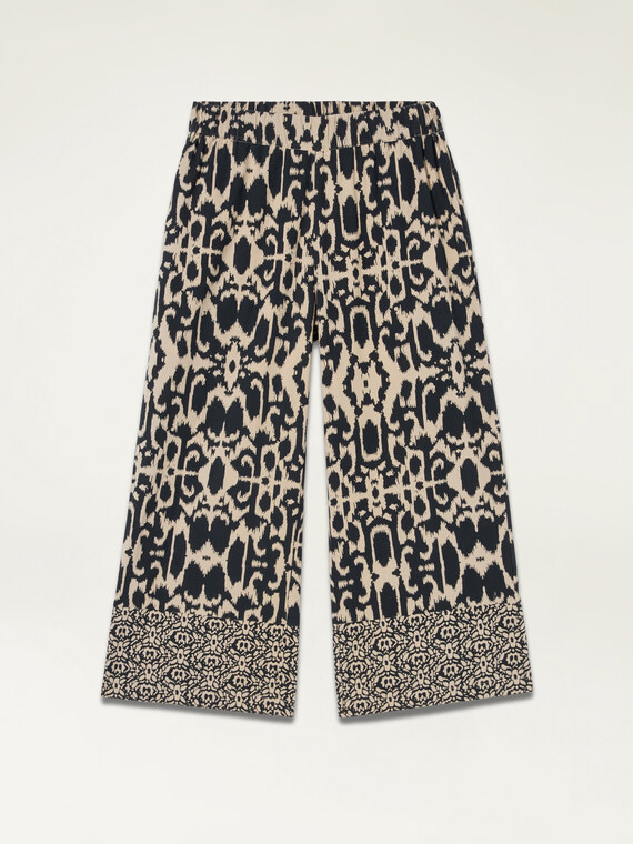 Wide leg cropped patterned trousers