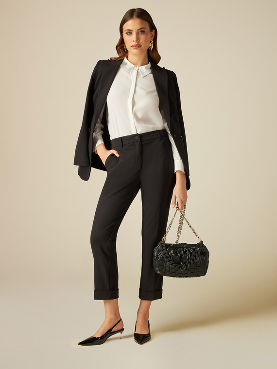 Crepe scuba fabric trousers