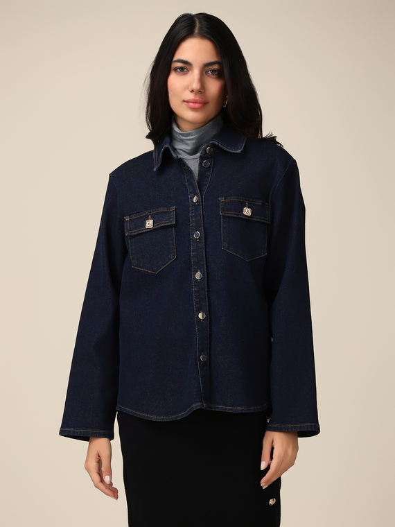 Denim shirt with jewel buttons