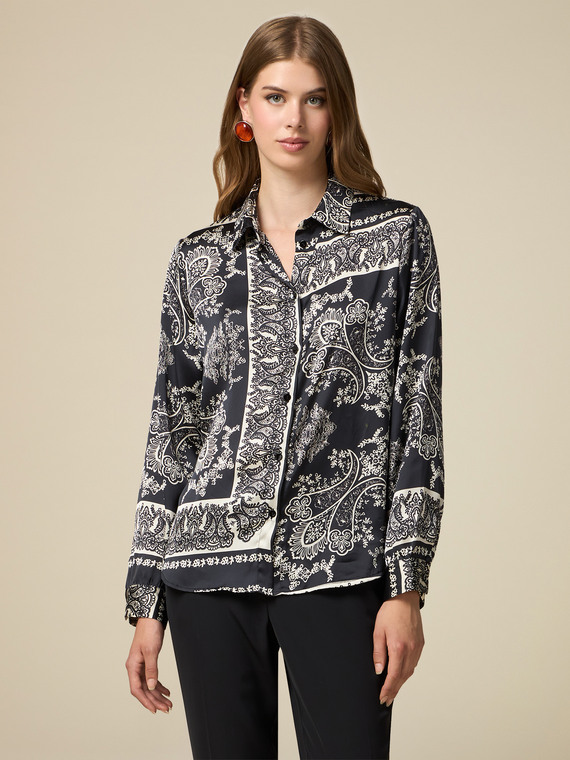 Patterned satin shirt