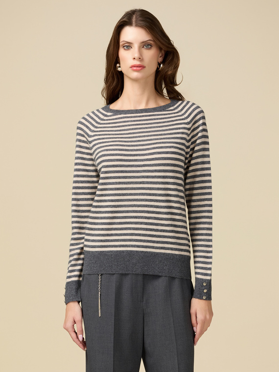 Maglia misto cashmere a righe