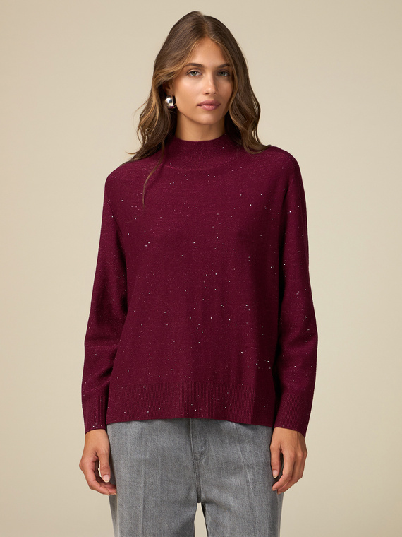 Maglia misto cashmere con paillettes