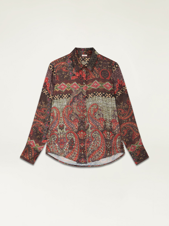 Patterned satin shirt