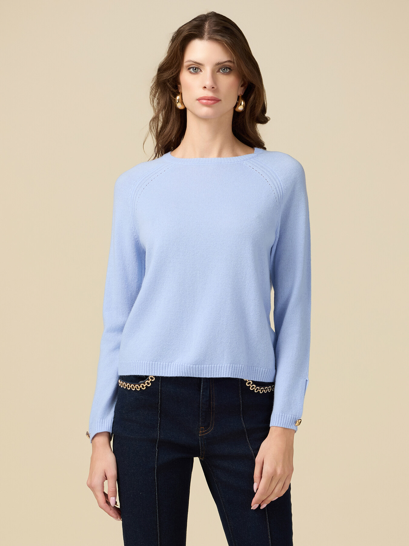 Maglia girocollo misto cashmere image number 0